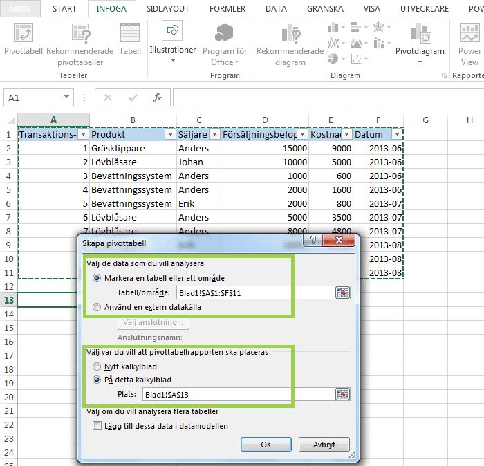 Excel pivottabell 6