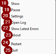 AutoLogger system tray menu functions