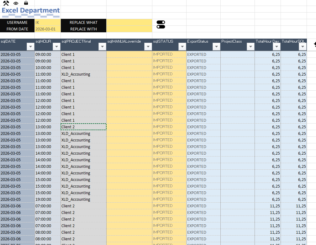 AutoLogger time tracking workflow screenshot