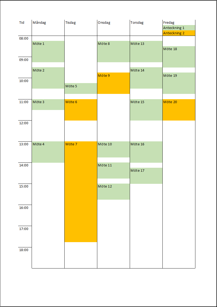 Schema i Excel